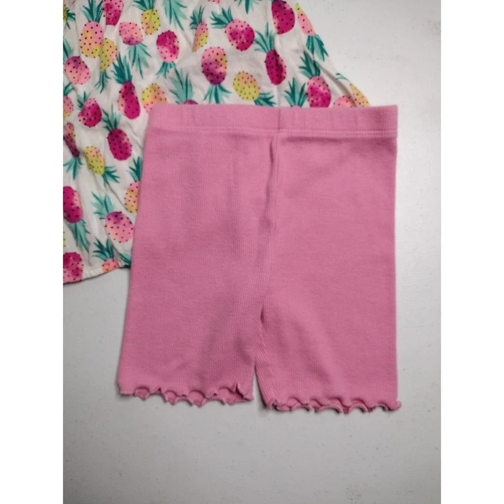Jumping Beans Garanimals Girls 3T Pineapple Halter Top and Pink Biker Shorts Set